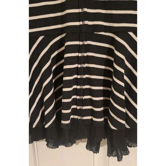 Free People We The Free Tangerine Black and White Striped Peplum Top Size Small - Picture 7 of 12